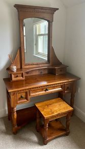 solid wood dressing table & matching stool