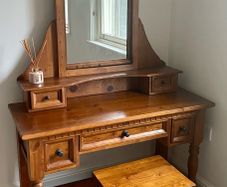 solid wood dressing table & matching stool
