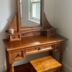 solid wood dressing table & matching stool