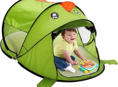 Kids Pop Up Tent for Indoor Outdoor Children Play House for Toddlers 2 3 4 Years Old, Foldable Portable Toddler Playhouse Christmas Birthday Gift for Age 3-8 Kids 182 x 96 x 82cm, Green Dinosaur