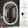 Oval Bluetooth Bathroom Mirror with LED Lights 500x800mm, Anti-Fog Image 3