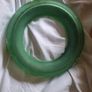 Antique Bagley Frosted Green Uranium Glass Ring Posey-Handpainted flowers Image 3