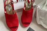 Marco Moreo red suede leather wedges heels