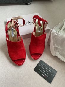 Marco Moreo red suede leather wedges heels