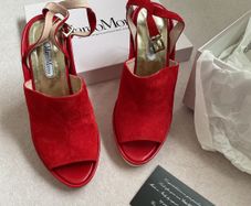 Marco Moreo red suede leather wedges heels