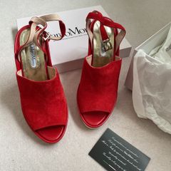 Marco Moreo red suede leather wedges heels