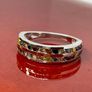 Silver ring white Diamonds and Multi gemstones Image 6