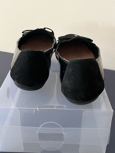 NEXT Black Flat Shoes Size 41 Suede & Patent