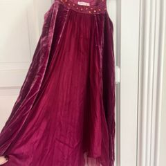 Monsoon Girls Burgundy Crushed Velvet Dress