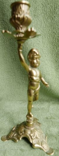 Vintage French Brass Cherub Candelabra, Antique Brass Candle Holders, Vintage Candlestick, Art Nouveau Brass Candlesticks