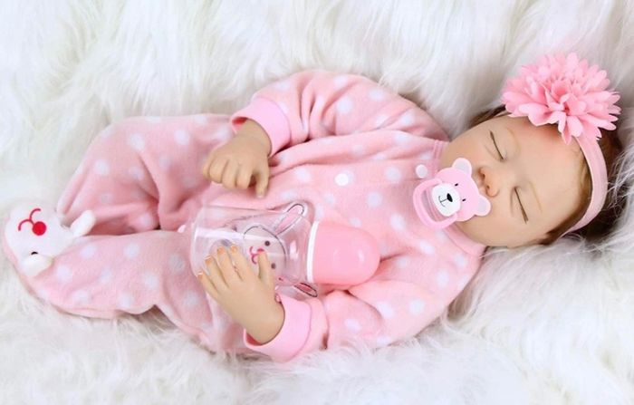 22 Inch 55cm Reborn Dolls Baby Girl Soft Silicone Vinyl Real Life Dolls Toddler Sleeping Girl Lifelike Handmade Reborn Babies Xmas Gift (FREE POSTAGE)