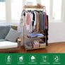 Bamboo Clothes Rail Rack: Free Standing Garment Rack with 3 Storage Shelves 10 Hooks Open Wardrobe Organizer for Clothes Shoes Hats Bags in Entryway Bedroom Living Room Image 3