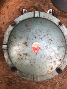 Lambretta horizontal rear frame spare wheel carrier.