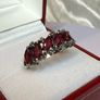 Beautiful vintage silver ring with natural rubies and diamonds. Image 4