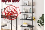 NEW SALE | Ladder Shelf 5-Tier Bookcase Rack 180CM Storage Unit with Metal Frame Floating Wall Shelf for Living Room, Office, Bedroom