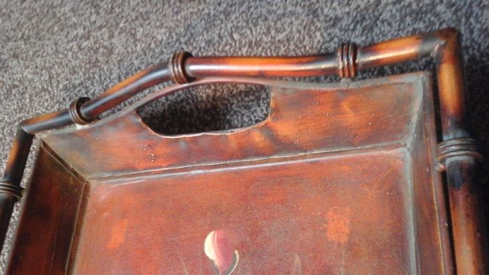 Set of 3 large vintage metal tole trays