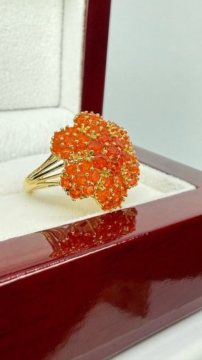 Silver D'joy 1.88 Ct Floral Opal Ring in 18K Yellow Gold Vermeil
