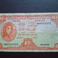 Central Bank of Ireland. Lady Lavery 10 shillings (1955)