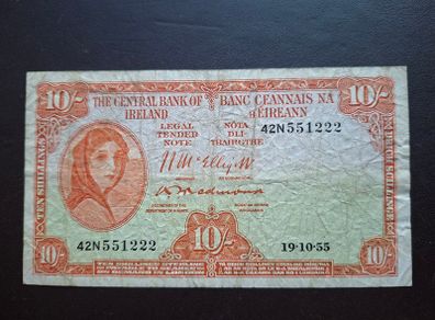 Central Bank of Ireland. Lady Lavery 10 shillings (1955)