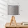 EDISHINE 36cm Wood Bedside Table Lamp, Tripod Desk Lamp with Beige Linen Lampshade Image 7