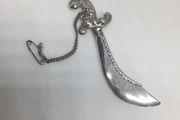Vintage sterling silver brooch with safety chain
