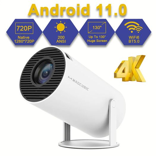 Projector 4K Android 11 Dual Wifi Wifi6 200 ANSI Allwinner H713 BT5.0 1080P 1280 720P Home Cinema Outdoor portable Projetor