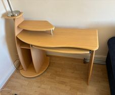 Light wood effect computer desk with keyboard tray