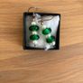 Earrings Earrings - Drop Green and Pearl Beads Image 3