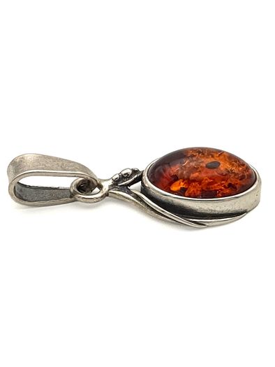 Vintage 925 Sterling Silver Natural Baltic Amber Charm