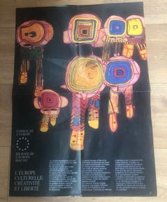 Vintage 1985 Hundertwasser Council of Europe Poster