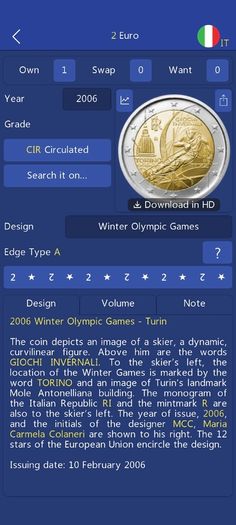 2 euro Italy 2006: Olympic games