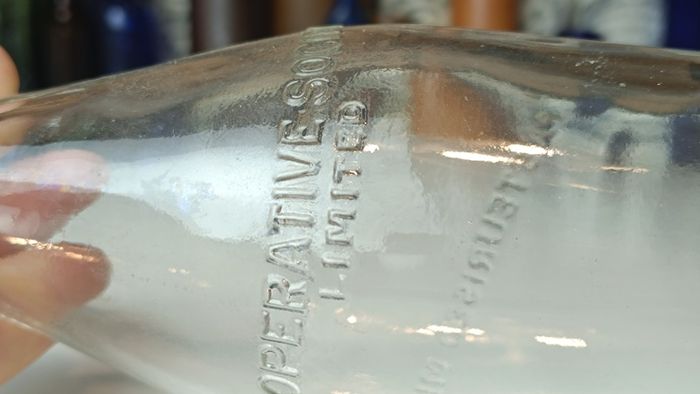 505 - Vintage Clear Glass Cork Top Collectible Decorative Cobh Milk Producers Bottle