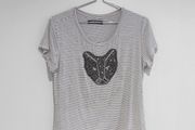 Pre Owned Marciano by Guess Beaded Panther Striped Tee