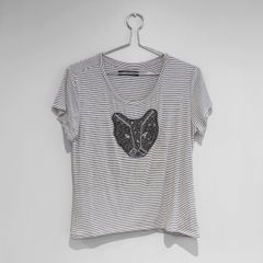 Pre Owned Marciano by Guess Beaded Panther Striped Tee