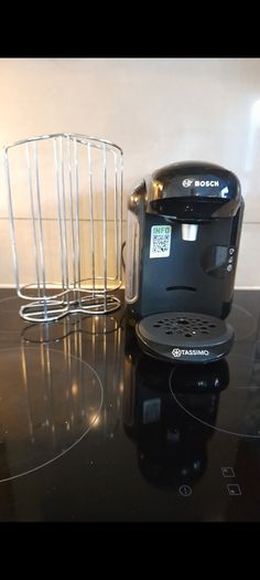 Bosch TASSIMO Coffee Machine (Black) + Chrome Pod Holder & Cleaning Disc