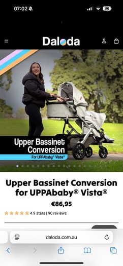 Upper Bassinet Conversion adaptors for UPPAbaby Vista for newborn bassinet
