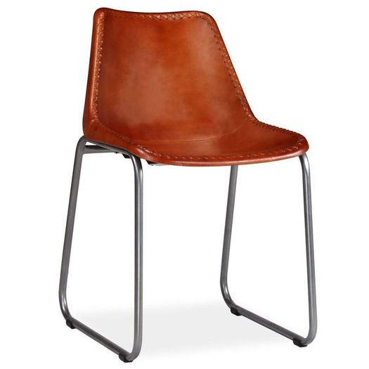 Dining Chairs 6 pcs Brown Real Leather