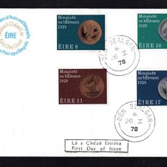 1978 Ireland 50th Anniversary of Ireland's First Coinage in 1928 Commemorative Stamps First Day Cover (FDC) with Dun Dealgan (Dundalk) steele cancel