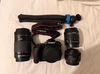 Canon EOS 250D DSLR Camera and 3 Lenses - Complete Photography Kit
