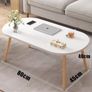 Oval Coffee Table,Solid Table Legs, Mid Century Modern Coffee Tables, Centre Table For Living Room, Tea Table, Side Table for Living Room,Small Space, 85x 45 x 40cm marble white Image 2