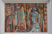 Original Abstract Painting Cityscape Framed