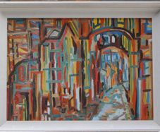 Original Abstract Painting Cityscape Framed