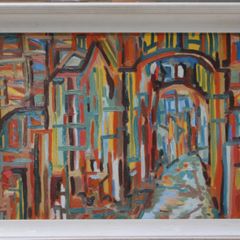 Original Abstract Painting Cityscape Framed