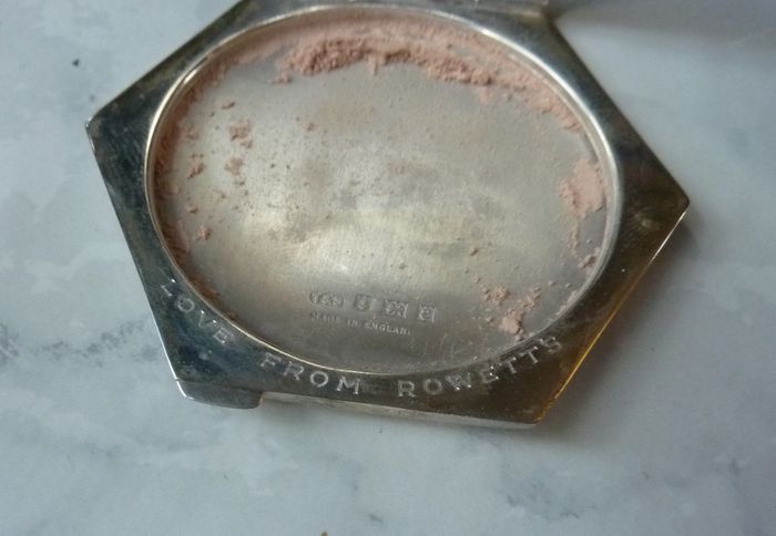 Vintage Art Deco Style Sterling Silver Compact. Turner & Simpson Birmingham 1954 Hexagonal