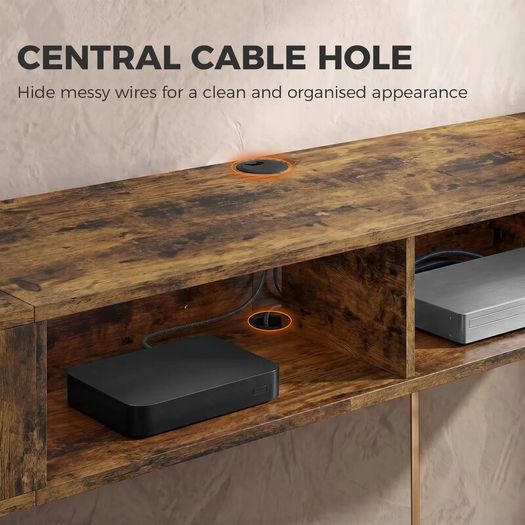 Floating industrial Wall Mounted TV Stand with RGB LED Lights