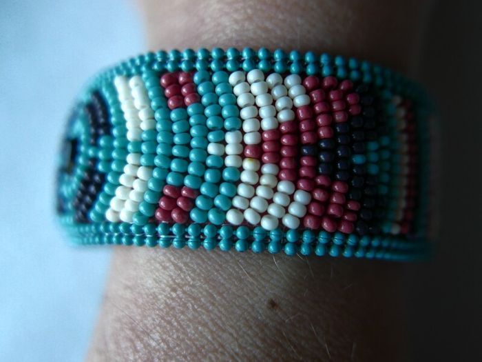 Vintage Handmade Turquoise Seed Bead  Bracelet