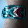 Vintage Handmade Turquoise Seed Bead  Bracelet Image 2