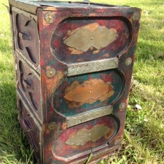 Antique French -Brass Patina Night Stand & 3 Draws