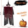 2 Pack Halloween Hanging Grim Reapers, 41inch Halloween Hanging Skeleton Ghost Halloween Flying Ghost Scary Halloween Hanging Decorations for Haunted House Props Decor purple and red Image 3