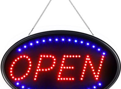 Open Sign Board XL, LED Open Sign, 59 x 36 cm, Open